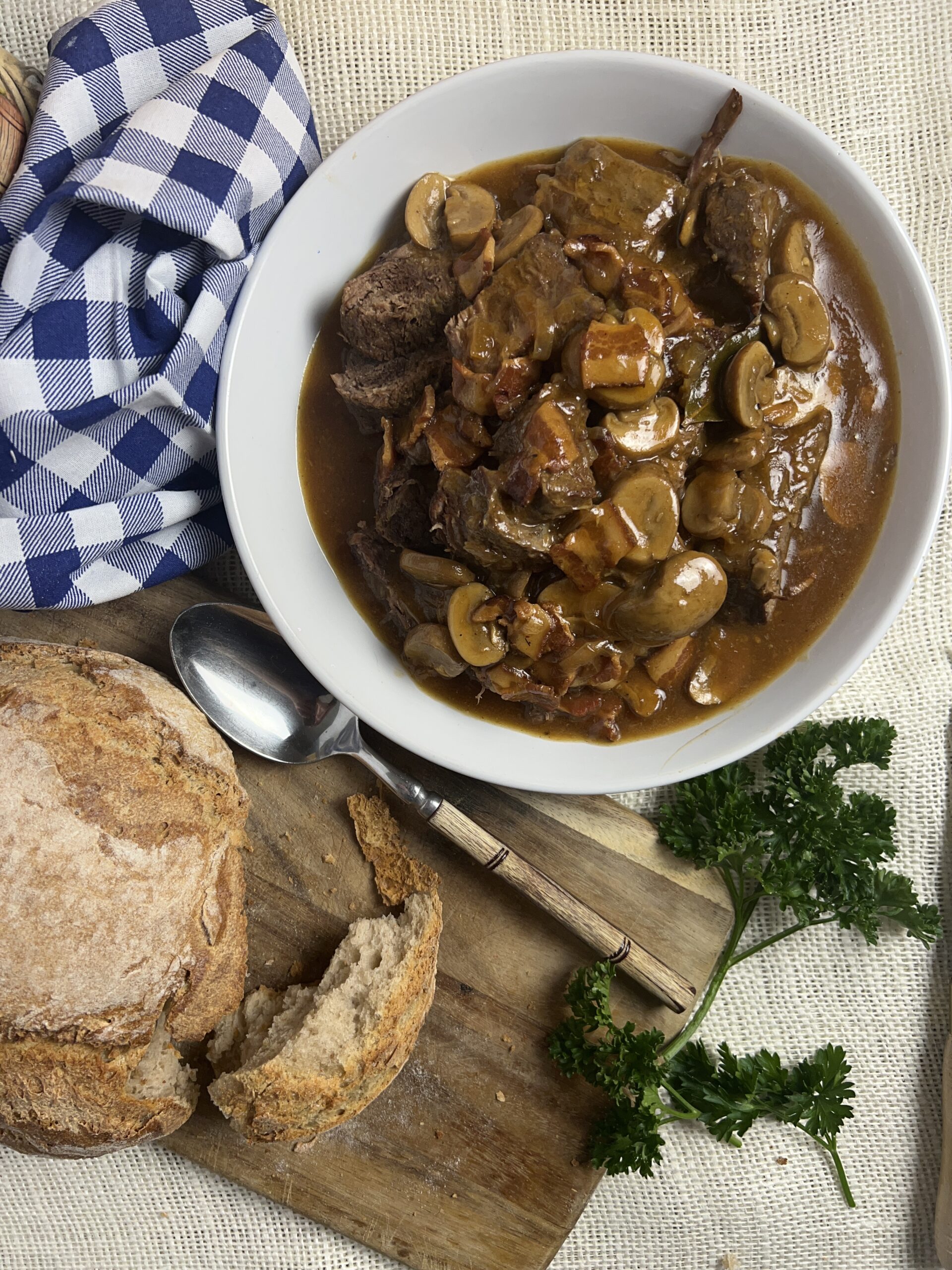 Bierfleisch served with crusty bread.