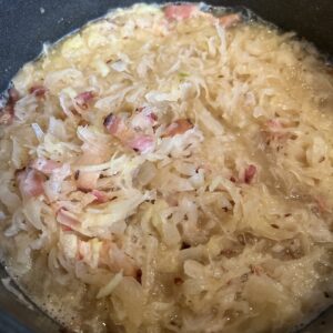 Sauerkraut in a pot.